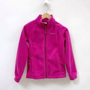 Columbia Girls Fleece Jacket M 10/12 Pink Full Zip Outdoor Hiking Warm Coat